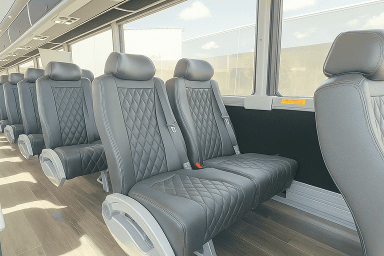 interior of Santa Maria Shuttle Bus Rentals charter bus